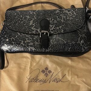 Patricia Nash Black Crossbody Bag Glitter Rose collection - NWT